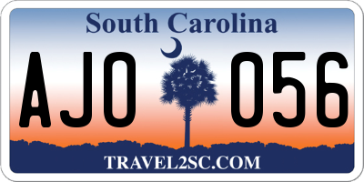 SC license plate AJO056