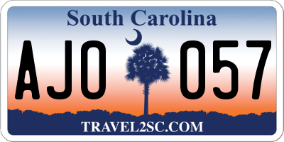 SC license plate AJO057