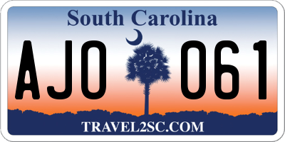 SC license plate AJO061