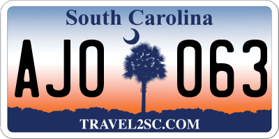SC license plate AJO063