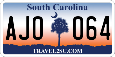 SC license plate AJO064