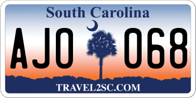 SC license plate AJO068