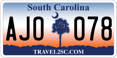 SC license plate AJO078