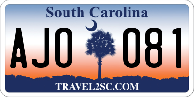 SC license plate AJO081