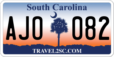 SC license plate AJO082