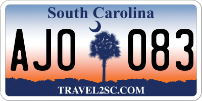 SC license plate AJO083