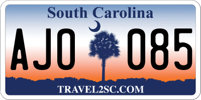 SC license plate AJO085