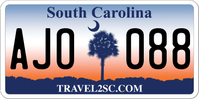 SC license plate AJO088