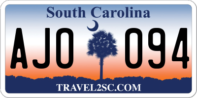 SC license plate AJO094