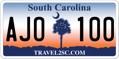 SC license plate AJO100