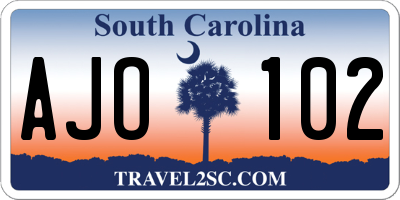 SC license plate AJO102