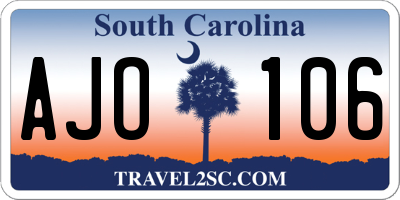 SC license plate AJO106
