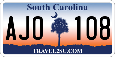 SC license plate AJO108