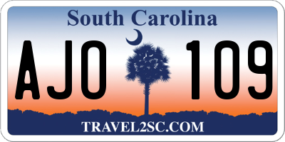 SC license plate AJO109