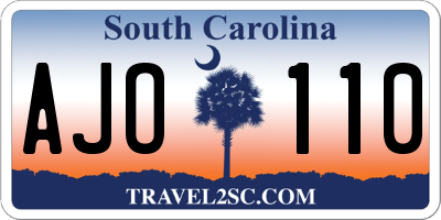 SC license plate AJO110