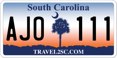 SC license plate AJO111