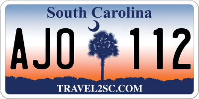 SC license plate AJO112