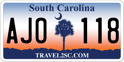 SC license plate AJO118