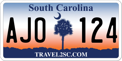 SC license plate AJO124