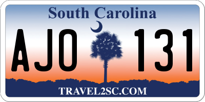 SC license plate AJO131