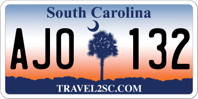 SC license plate AJO132