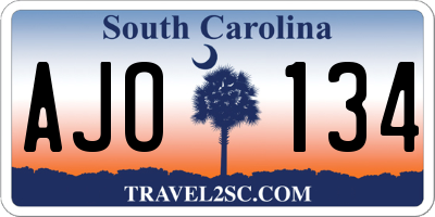 SC license plate AJO134