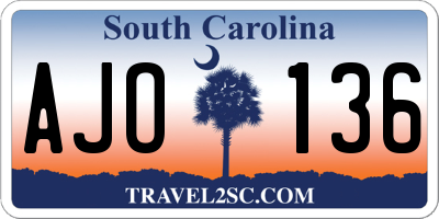SC license plate AJO136