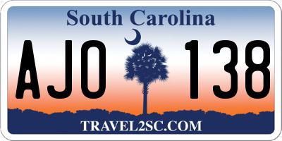 SC license plate AJO138
