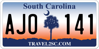 SC license plate AJO141