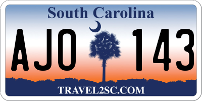 SC license plate AJO143