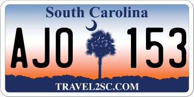 SC license plate AJO153