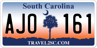 SC license plate AJO161