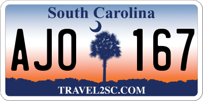 SC license plate AJO167
