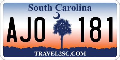 SC license plate AJO181