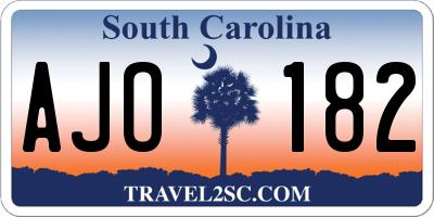 SC license plate AJO182