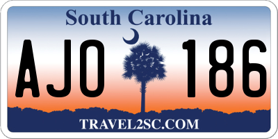 SC license plate AJO186