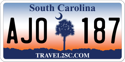 SC license plate AJO187