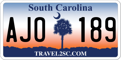 SC license plate AJO189