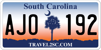 SC license plate AJO192
