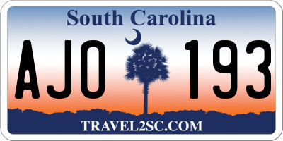 SC license plate AJO193