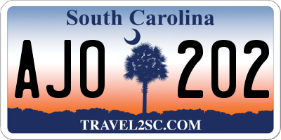 SC license plate AJO202