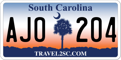 SC license plate AJO204