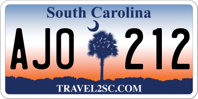 SC license plate AJO212