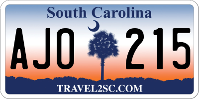 SC license plate AJO215