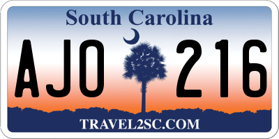 SC license plate AJO216