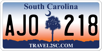 SC license plate AJO218