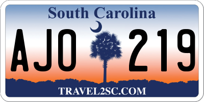 SC license plate AJO219