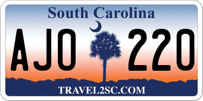 SC license plate AJO220