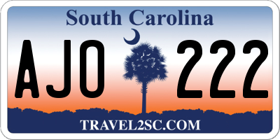 SC license plate AJO222