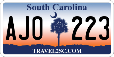 SC license plate AJO223